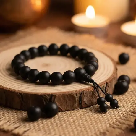 🔮 Karungali Bracelet – Lab Certified | Pure Ebony Wood | 23–26 Beads (6–8 mm)