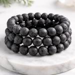 🌋 Original Black Natural Lava Rock Bracelet (Unisex, 8mm) 🌋| Lab Certified