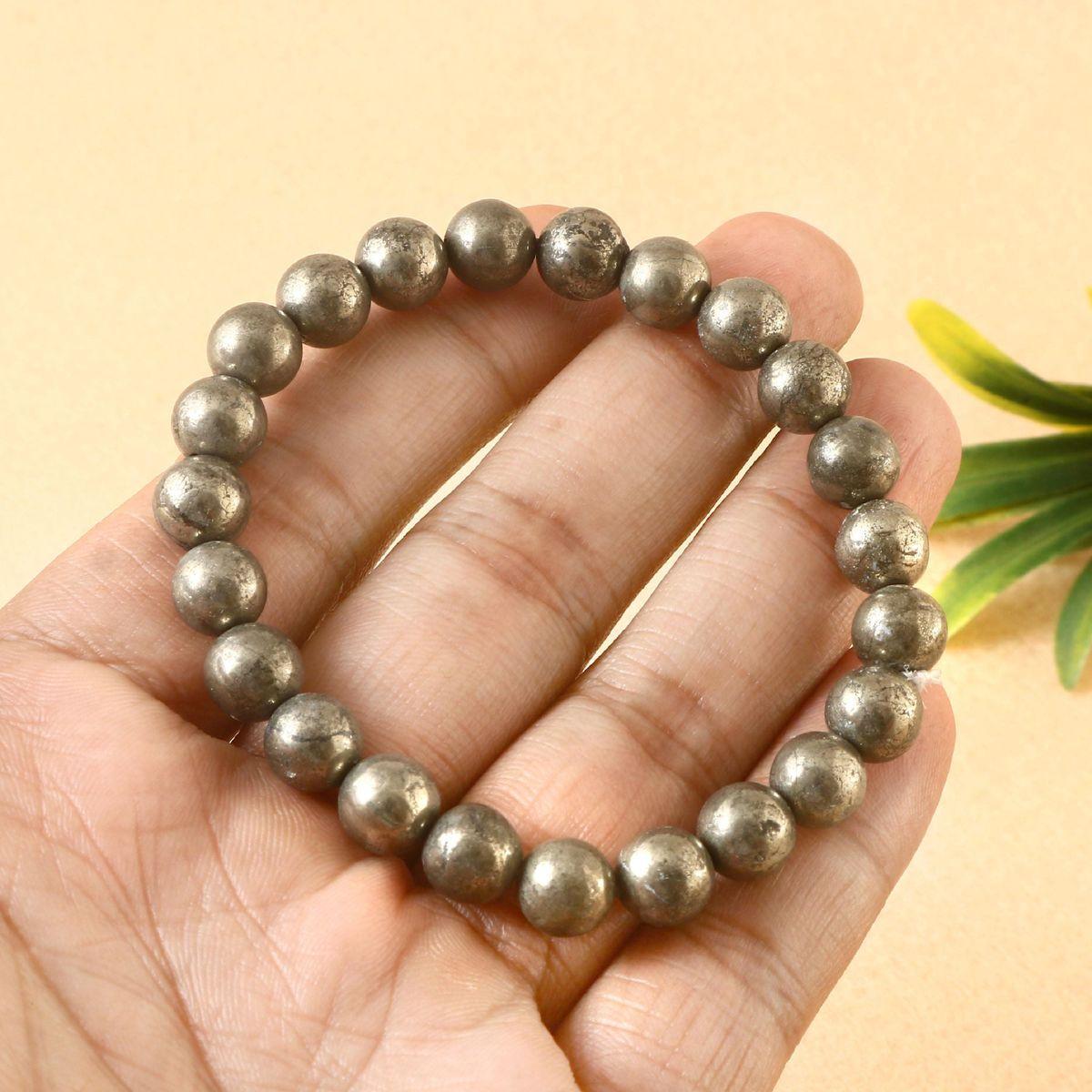 ✨ Natural Pyrite Healing Crystal Bracelet | 8mm Beads | Unisex (Women & Men)