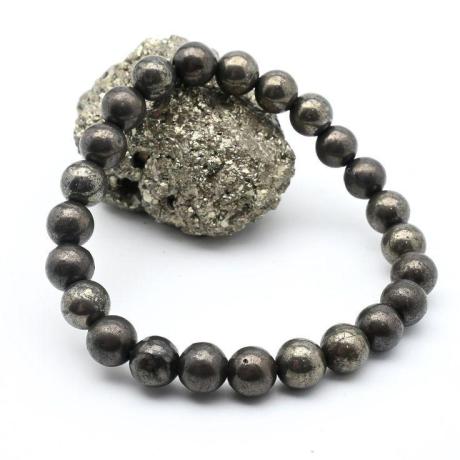 ✨ Natural Pyrite Healing Crystal Bracelet | 8mm Beads | Unisex (Women & Men)