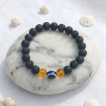 🌋🧿 Original Lava Stone with Evil Eye Protection Bracelet (Unisex, 8mm) |  Lab Certified🧿