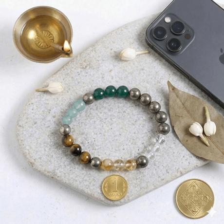 💰Original Dhan Yog Bracelet with FREE Raw Selenite Plate | Money Magnet Bracelet 8mm | Lab Certified💰