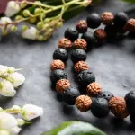 Natural 5 Mukhi Rudraksha Bracelet with Lava Stone 8mm – Unisex | Lab Certified 🔱