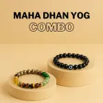 🔮 Authentic Evil Eye Lava Bracelet + Dhan Yog Bracelet (21–23 Beads) Combo Pack | 6–8 mm| Lab Certified & Temple Blessed