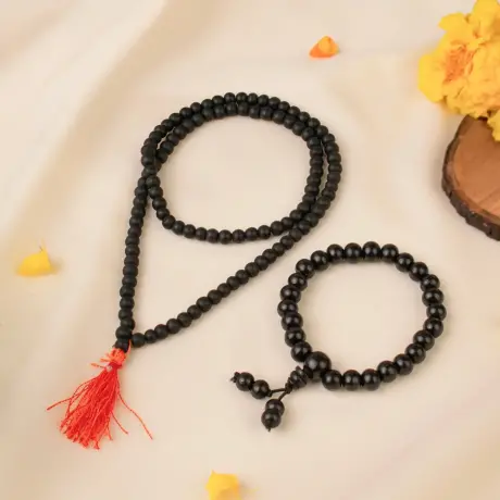 🔮 Charutty Original Karungali Mala (108+1 Beads) + Karungali Bracelet (6–8 mm) 🔮 Combo