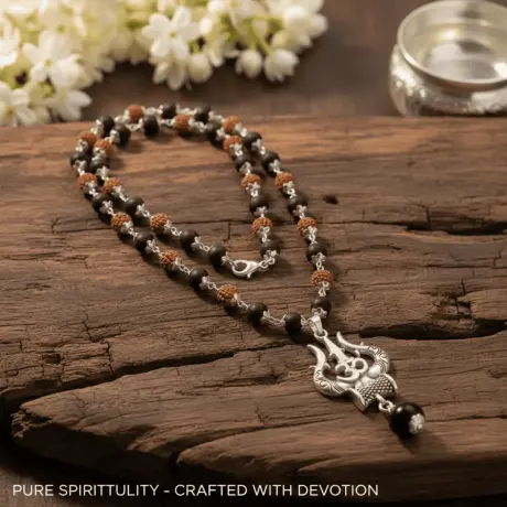 🔱 Original Karungali Mala With Trishul Pendant  | Lab Certified🔱